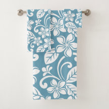 ISLAND PLUMERIA (SLATE BLUE) BATH TOWEL SET