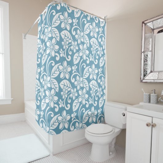 ?ISLAND PLUMERIA (SLATE BLUE) Shower Curtain Douchegordijn (In situ)