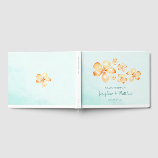 Island Plumeria Waterverf Bruiloft Gastenboek (Volledig)