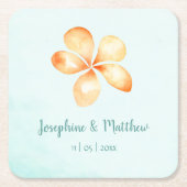 Island Plumeria Waterverf Bruiloft Kartonnen Onderzetters (Voorkant)