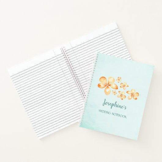 Island Plumeria Waterverf Bruiloft Notitieboek (Binnen)