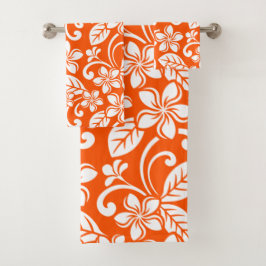 ISLAND PLUMERIA (ZEER ORANJE) BATH TOWEL SET BAD HANDDOEK