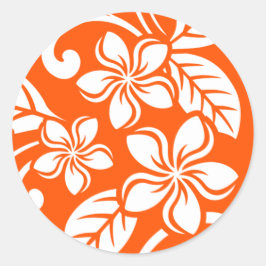 ISLAND PLUMERIA (ZEER ORANJE) RONDE STICKER