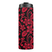ISLAND PLUMERIA (zwart-wit en rood) Thermische tro Thermosbeker (Voorkant)