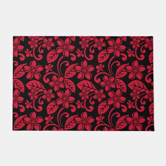 ISLAND PLUMERIA (ZWARTE/RODE) DEURMAT (Voorkant)
