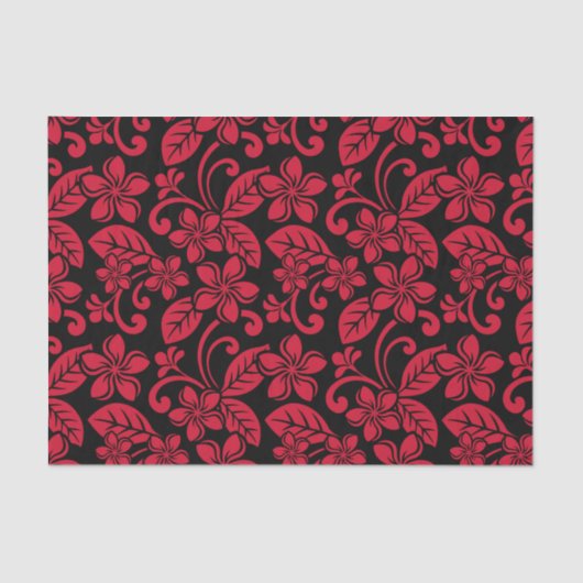 ISLAND PLUMERIA (ZWARTE/RODE) TISSUEPAPIER (Voorkant)