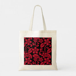 ISLAND PLUMERIA (ZWARTE/RODE) TOTE BAG