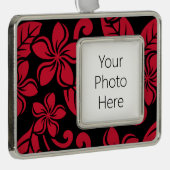 ISLAND PLUMERIA (ZWARTE/RODE) VERZILVERD OMLIJST ORNAMENT (Rechts)