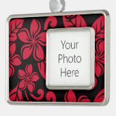 ISLAND PLUMERIA (ZWARTE/RODE) VERZILVERD OMLIJST ORNAMENT (Links)