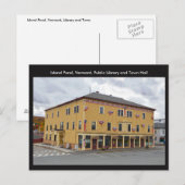Island Pond, Vermont, Public Library en Town Hall Briefkaart (Voorkant / Achterkant)