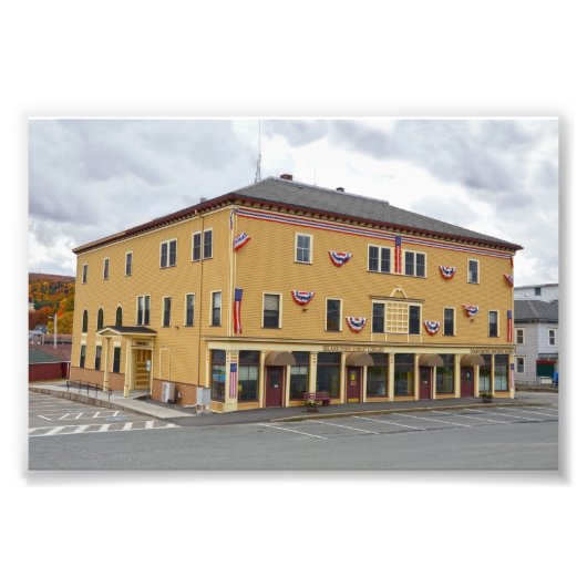 Island Pond, Vermont, Public Library en Town Hall Foto Afdruk (Voorkant)