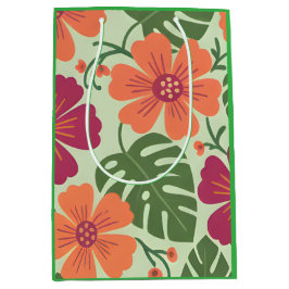 Island Radiance: Bold Tropical Hibiscus & Monstera Medium Cadeauzakje