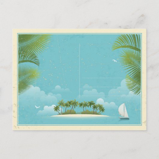 Island Resort Beach Destination Bewaar de datum Aankondigingskaart (Achterkant)