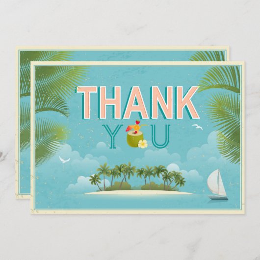 Island Resort Beach Destination Dank u Bedankkaart (Voorkant / Achterkant)