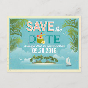 Island Resort Beach Destination Save the Date Aankondigingskaart