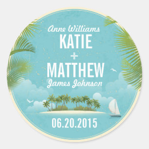 Island Resort Strand Bestemming Huwelijk Gift Labe Ronde Sticker