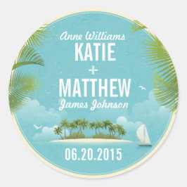 Island Resort Strand Bestemming Huwelijk Gift Labe Ronde Sticker