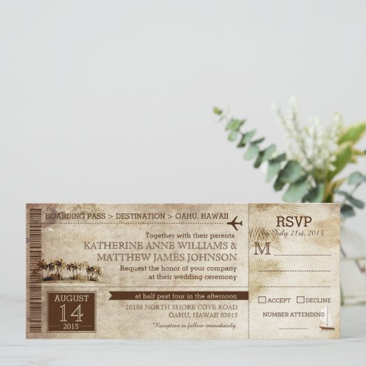  Island Retreat Beach Destination Wedding Kaart (Staand voorkant)