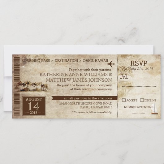  Island Retreat Beach Destination Wedding Kaart (Voorkant)