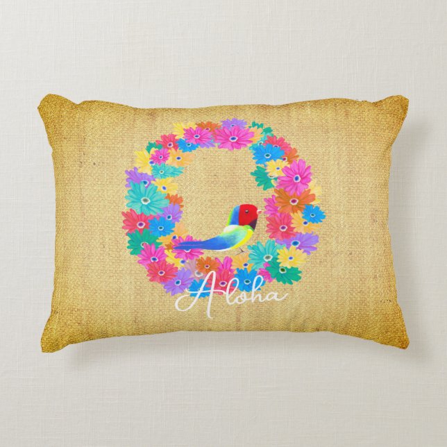 Island Rustic Bird 'Aloha'  Accent Kussen (Voorkant)