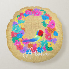 Island Rustic Bird 'Aloha'  Rond Kussen