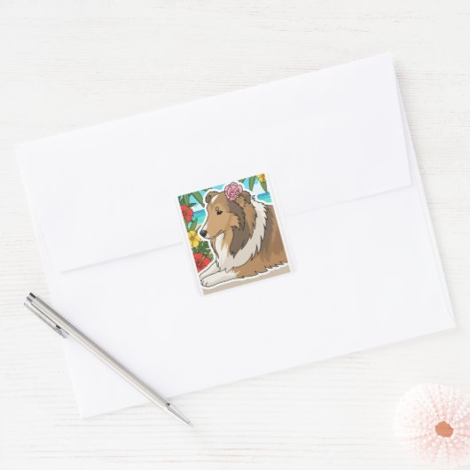 Island Sheltie Vierkante Sticker (Envelop)