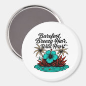 Island Spirit Boho-magneet – Teal Hibiscus Vibe Magneet (Voorkant / Achterkant)