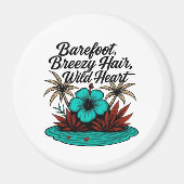 Island Spirit Boho-magneet – Teal Hibiscus Vibe Magneet (Voorkant)