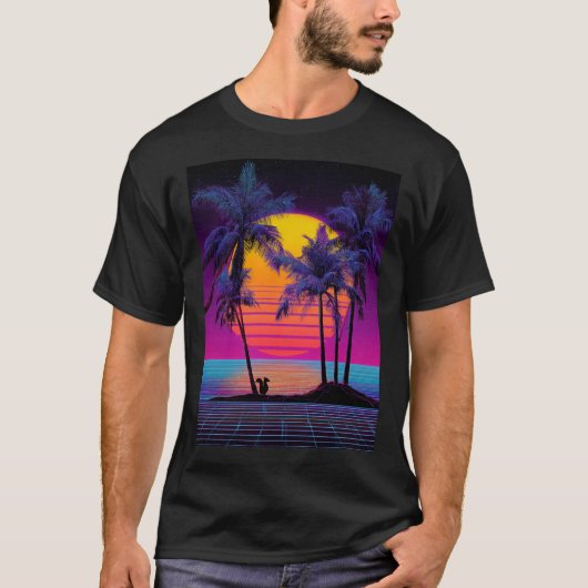 Island Squirrel at Neon Dusk T-shirt (Voorkant)