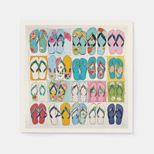 Island Summer Beach Vakantie Bloemen Teenslippers Servet
