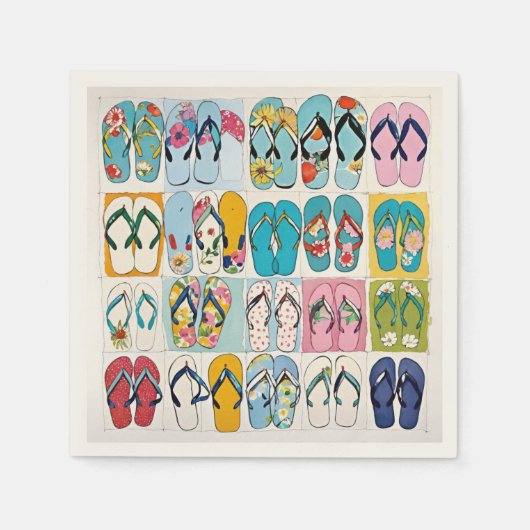Island Summer Beach Vakantie Bloemen Teenslippers Servet (Voorkant)