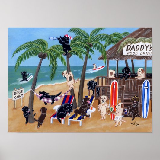 Island Summer Vacation Labradors Artwork Poster (Voorkant)