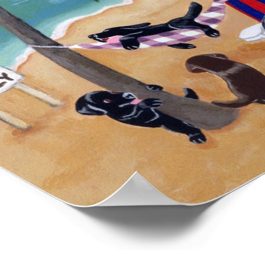 Island Summer Vacation Labradors Artwork Poster (Hoek)