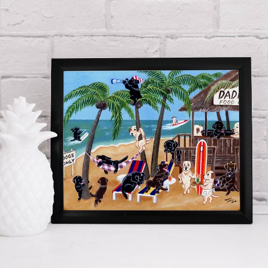 Island Summer Vacation Labradors Artwork Poster