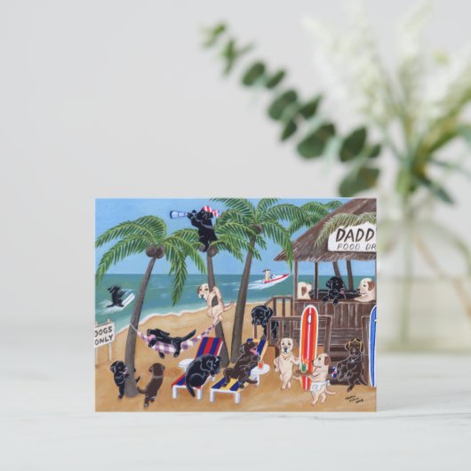Island Summer Vacation Labradors Briefkaart (Staand voorkant)