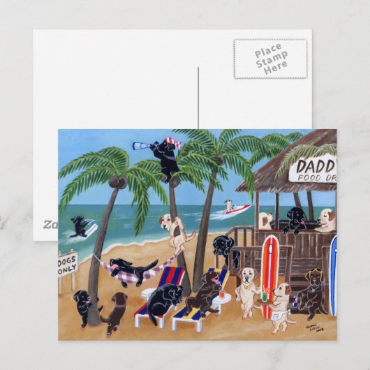 Island Summer Vacation Labradors Briefkaart (Voorkant / Achterkant)