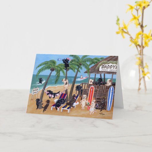 Island Summer Vacation Labradors Kaart (Gele Bloem)