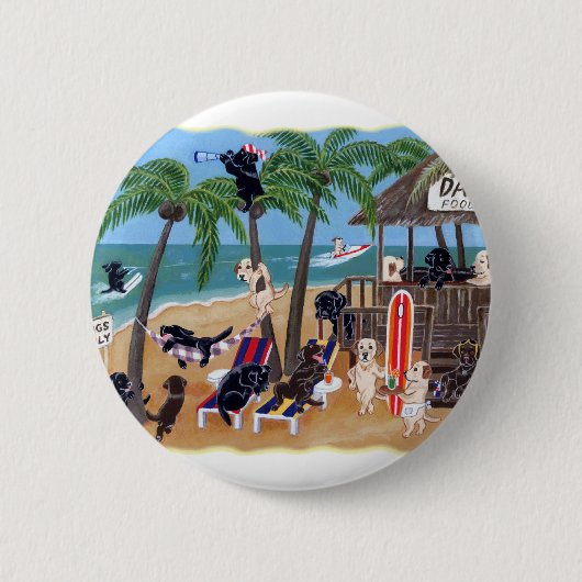 Island Summer Vacation Labradors Ronde Button 5,7 Cm (Voorkant)
