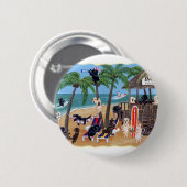 Island Summer Vacation Labradors Ronde Button 5,7 Cm (Voorkant /achterkant)