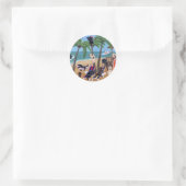 Island Summer Vacation Labradors Ronde Sticker (Tas)