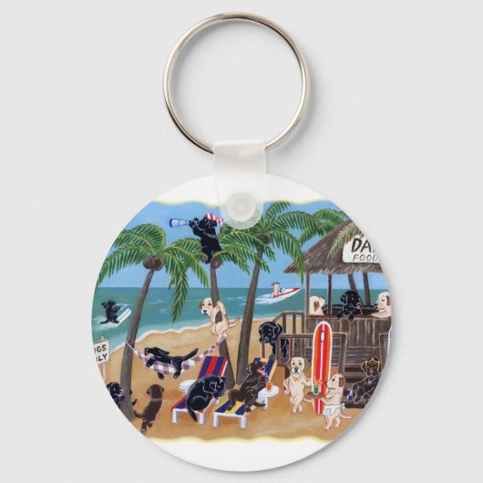 Island Summer Vacation Labradors Sleutelhanger (Voorkant)