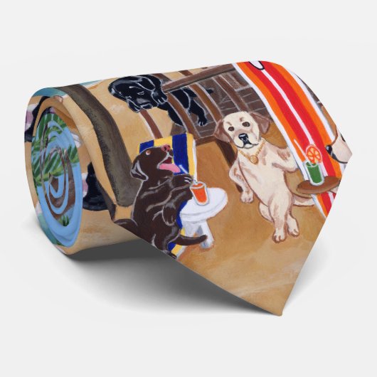 Island Summer Vacation Labradors Stropdas (Opgerold)