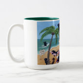 Island Summer Vacation Labradors Tweekleurige Koffiemok (Links)