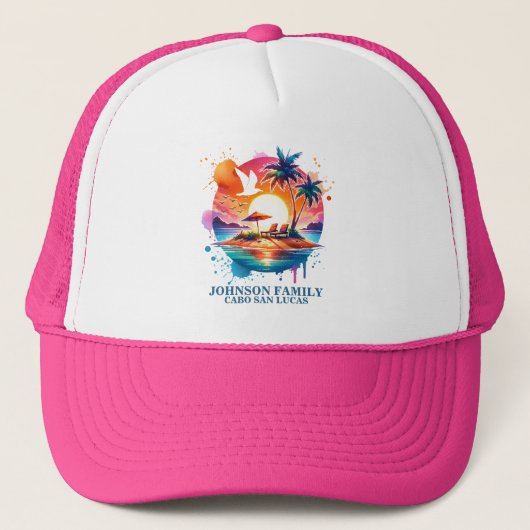 Island Sunrise Familie Vakantie Trucker Pet (Voorkant)