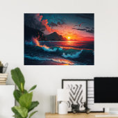 ISLAND SUNSET #1 POSTER (Thuiskantoor)