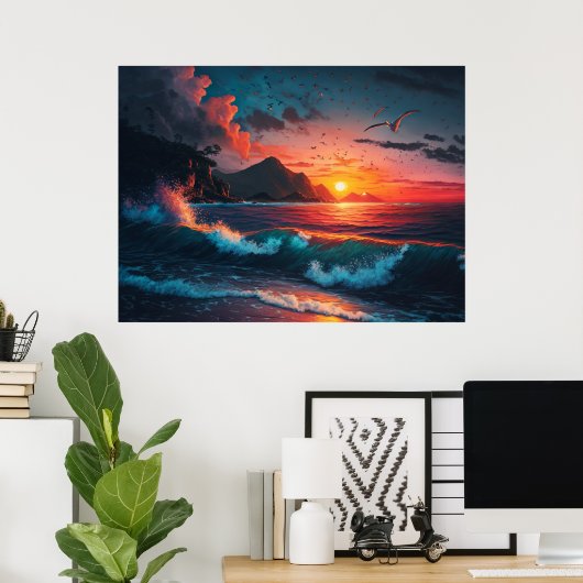 ISLAND SUNSET #1 POSTER (Thuiskantoor)