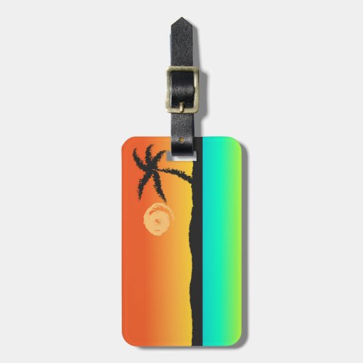 Island Sunset Bagagelabel (Voorkant verticaal)