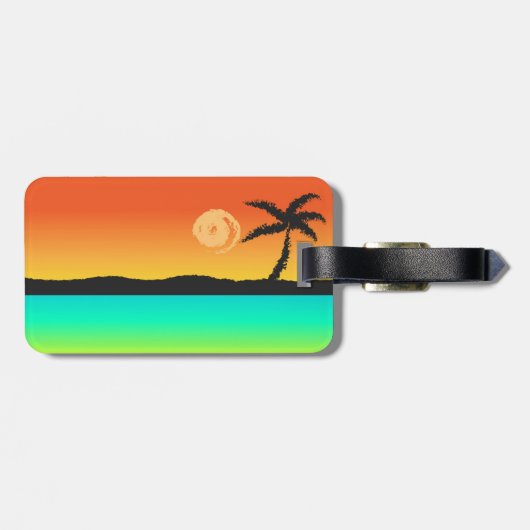 Island Sunset Bagagelabel (Achterkant horizontaal)