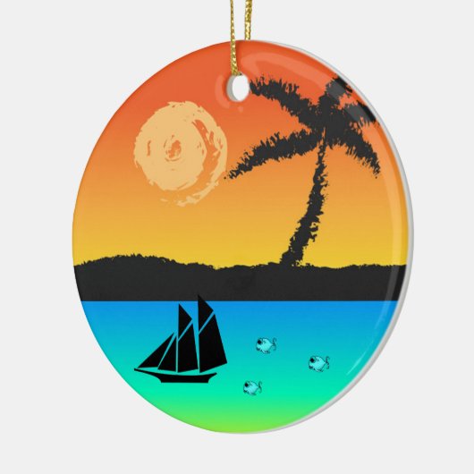 Island Sunset Keramisch Ornament (Links)