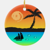Island Sunset Keramisch Ornament (Achterkant)